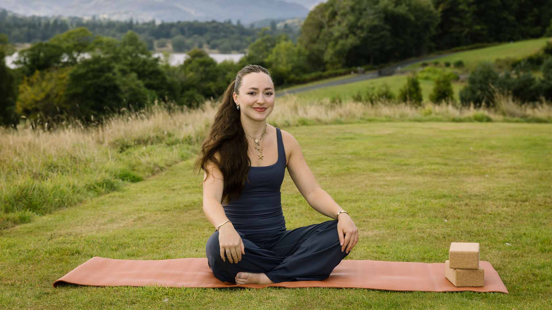 Milly the Yoga instructor on the fell above Low Wood Bay