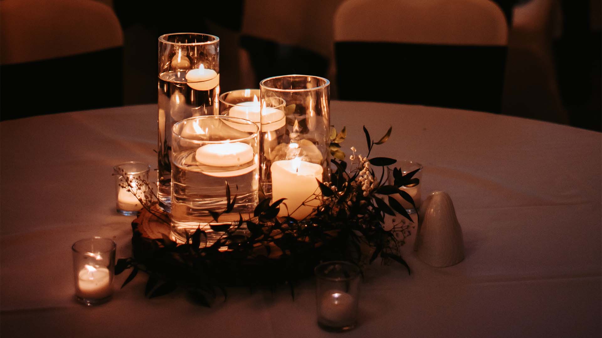 Table decorations in the Bowland Suite