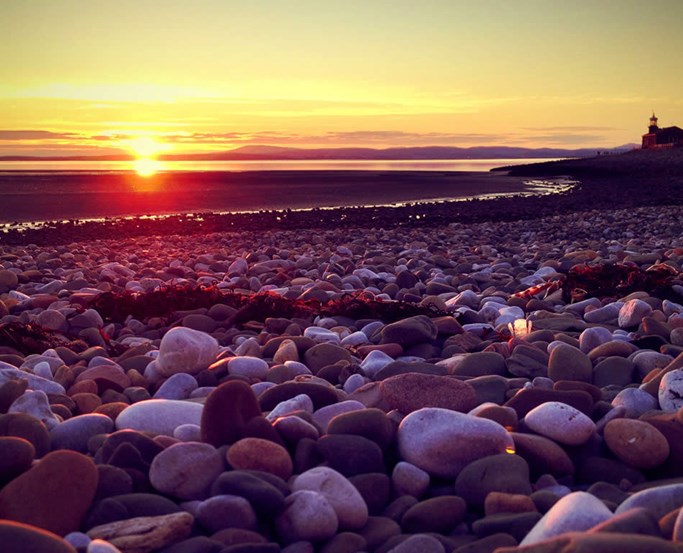 Sunset view from Morecambe Bay beach 