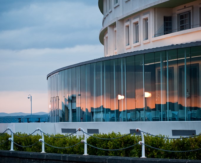 The 4* Midland Hotel in Morecambe at sunset