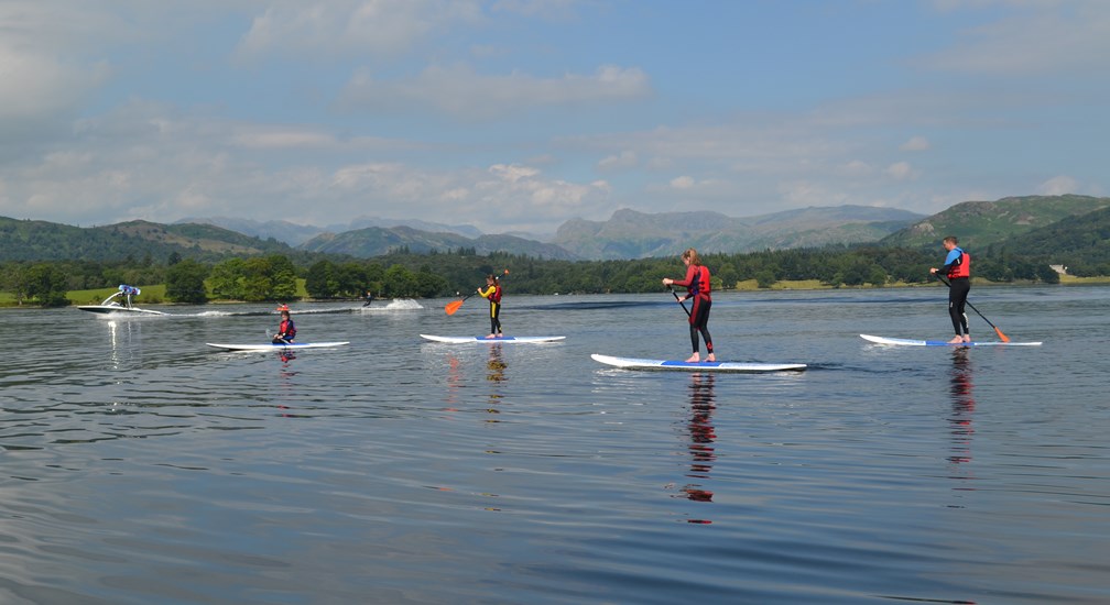 Group paddle boarding 