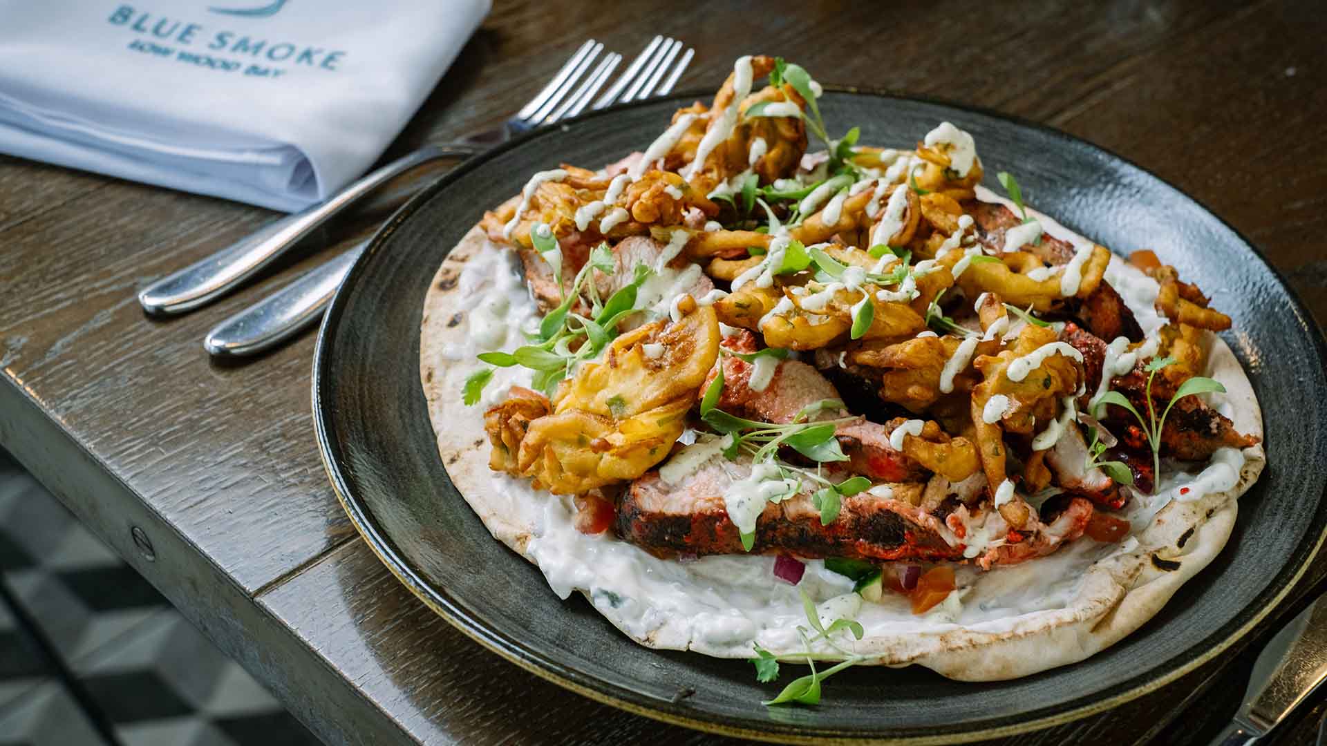 Lebanese flatbread as served in the Blue Smoke restaurant at Low Wood Bay