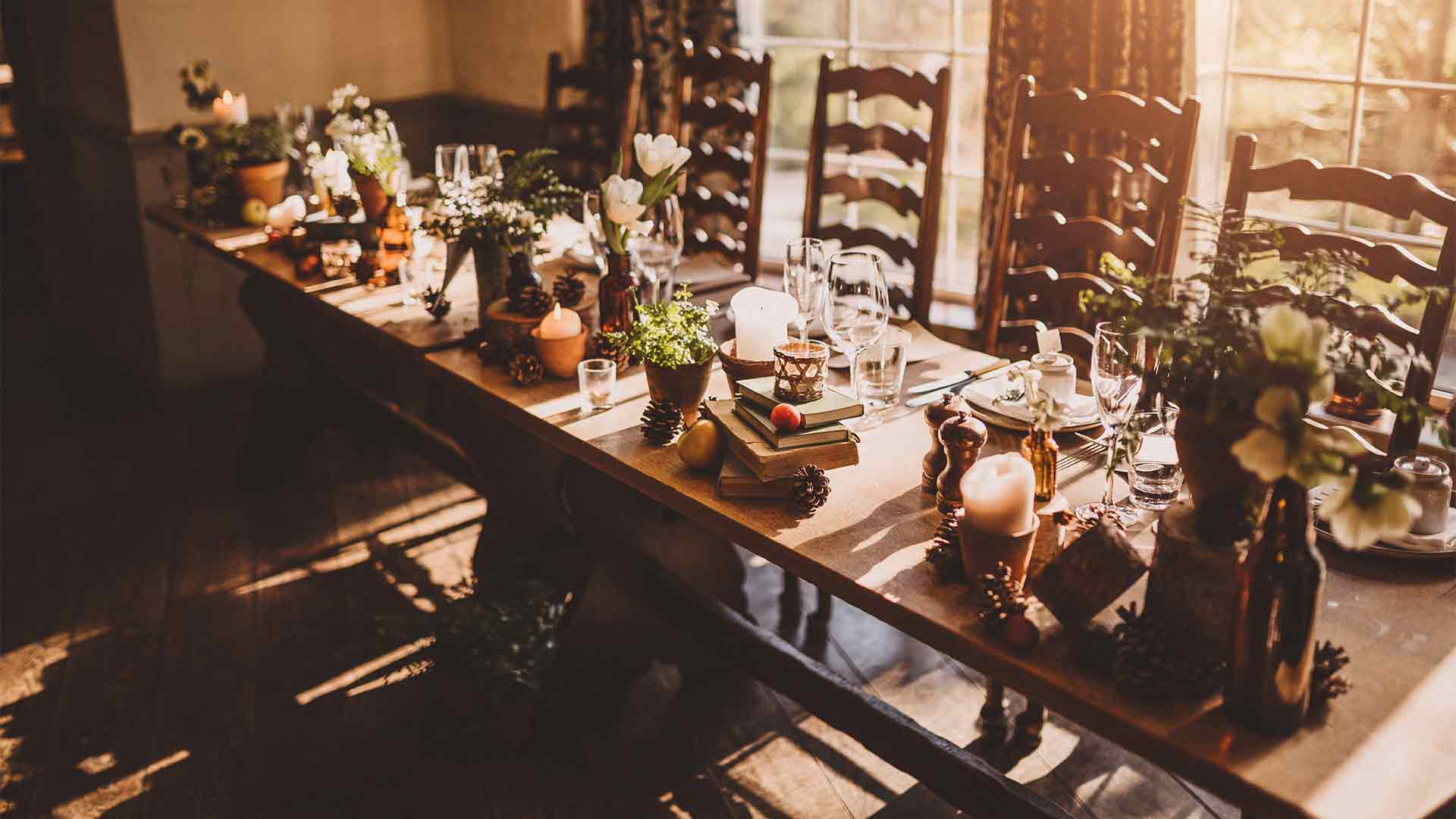 Head table setup for a wedding at the Wild Boar Estate