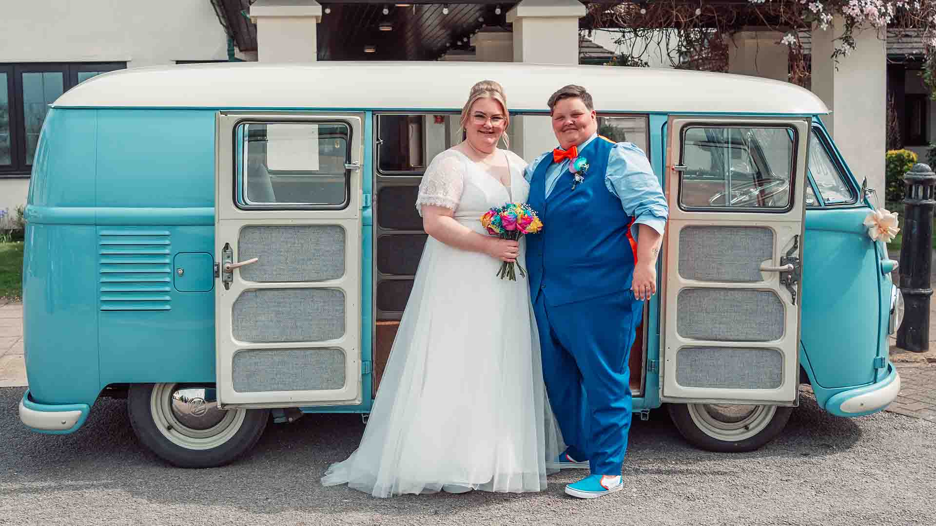Couple by the hotel entrance at Lancaster House Hotel