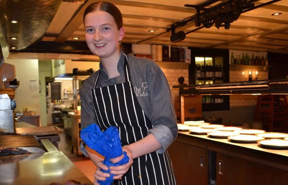 Hannah Jones in the kitchens at The Wild Boar Estate