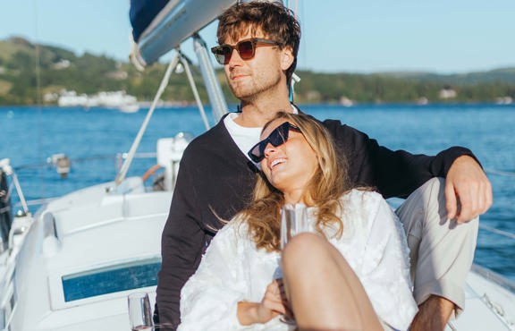 Couple on a chartered yacht