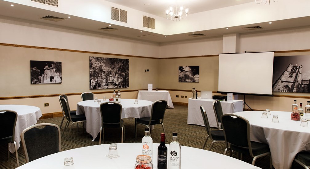 The Bowland Suite conference room in cabaret style layout