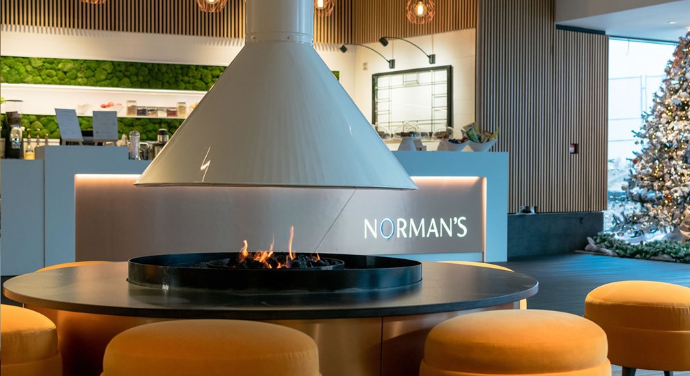 The Atrium fire and Norman's Juice Bar | Low Wood Bay Resort & Spa