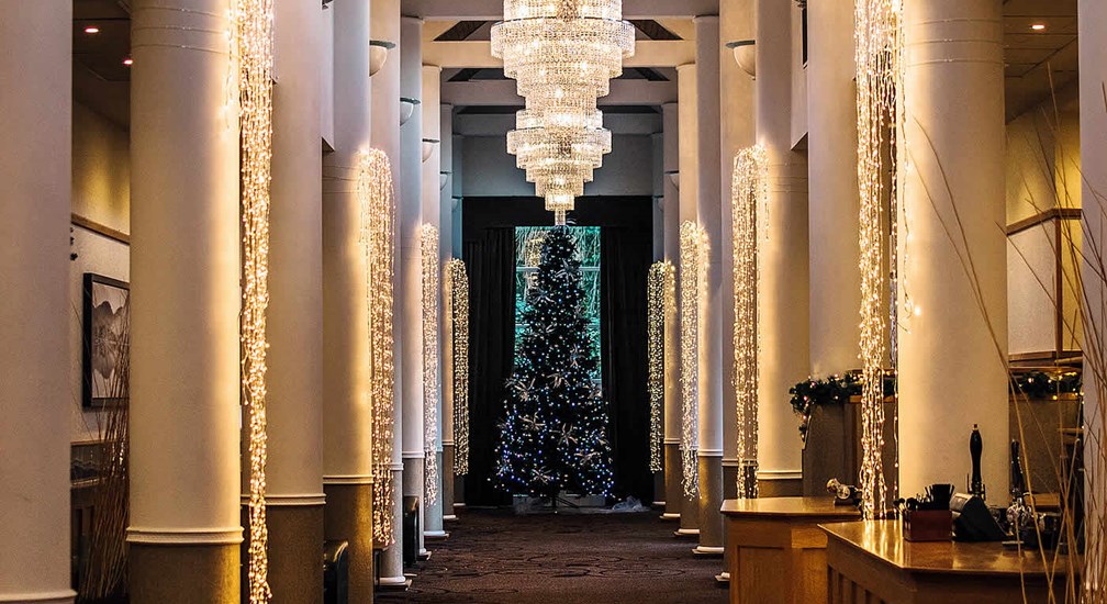 Christmas decorations bedecking the Gallery at Low Wood Bay Resort & Spa