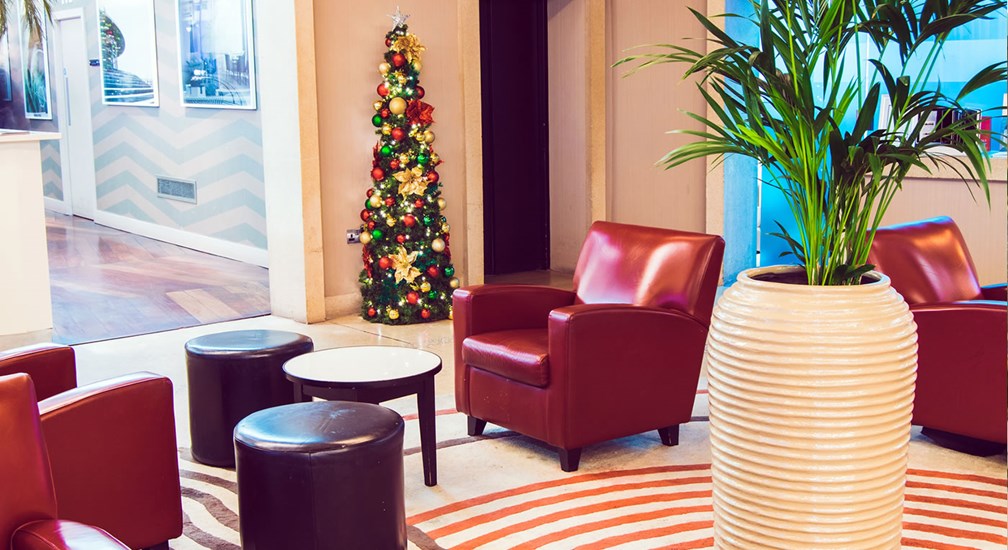 Small Christmas tree in the Midland's hotel foyer lounge