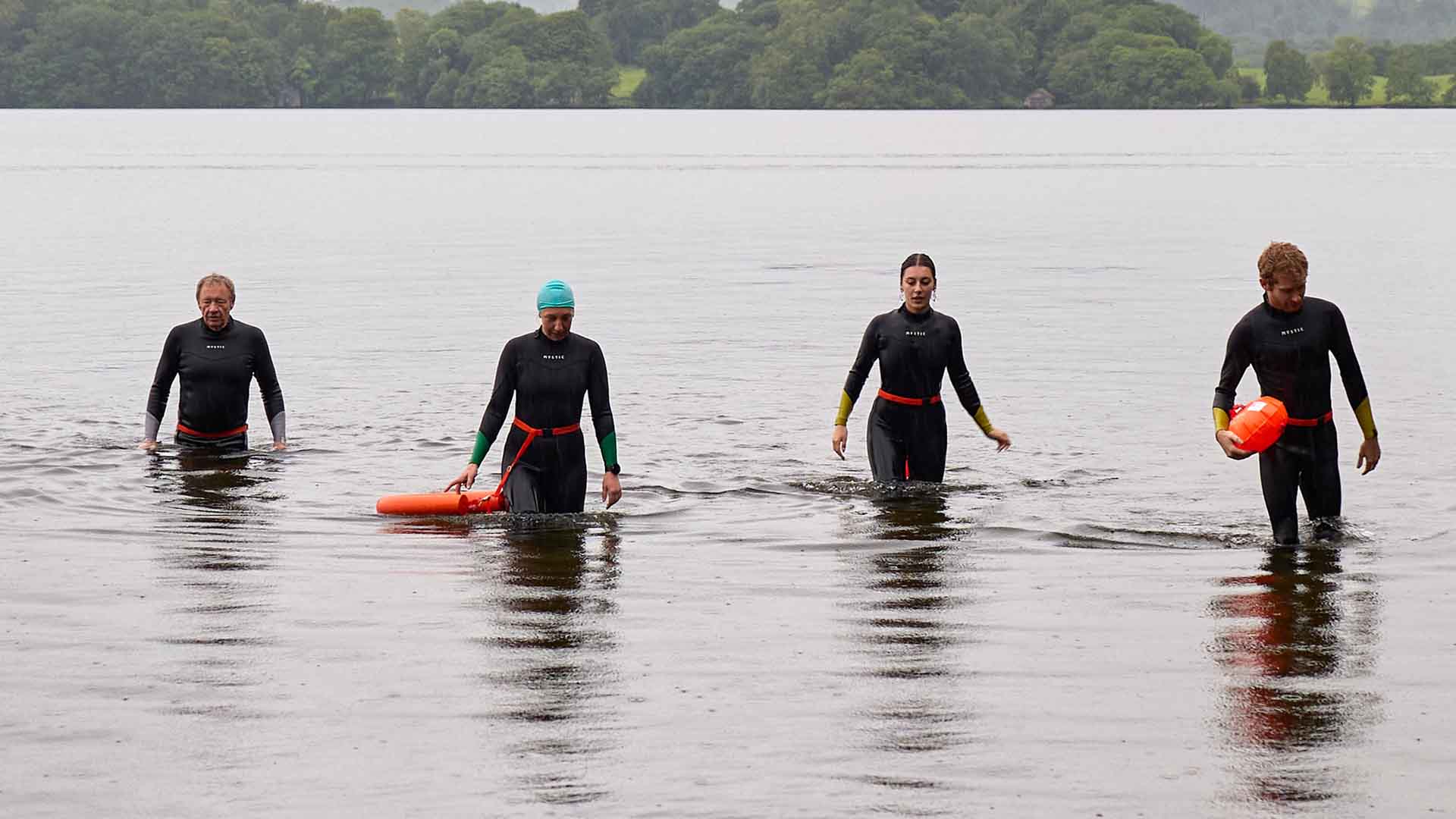 Wading out of the lake