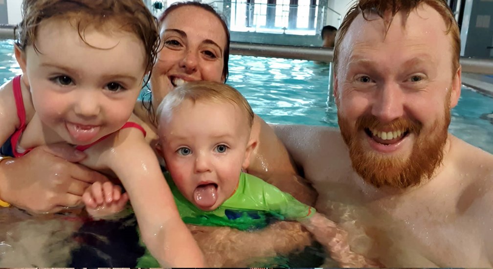Family enjoying the pool