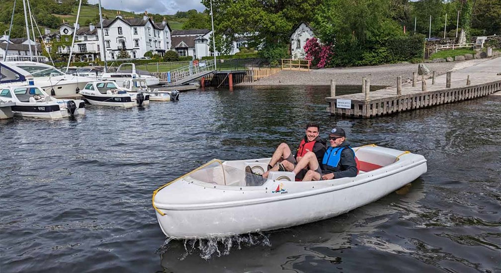 A hired pedalo boat on lake Windermere