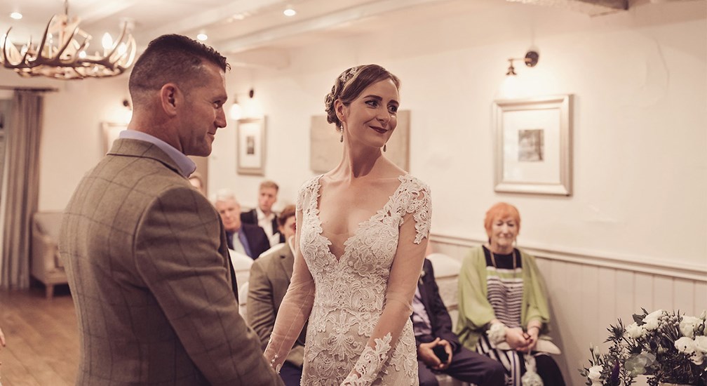 An intimate wedding ceremony in The Undermillbeck Room