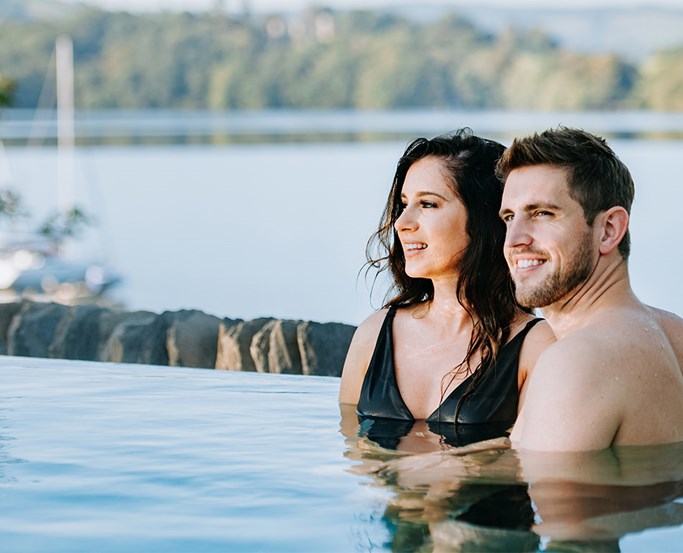 Couple enjoying The Fellside Pool at The Spa at Low Wood Bay