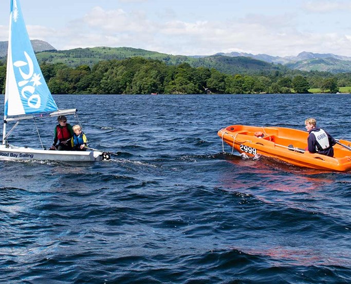 Powerboat Supervision of small sailing craft on Windermere