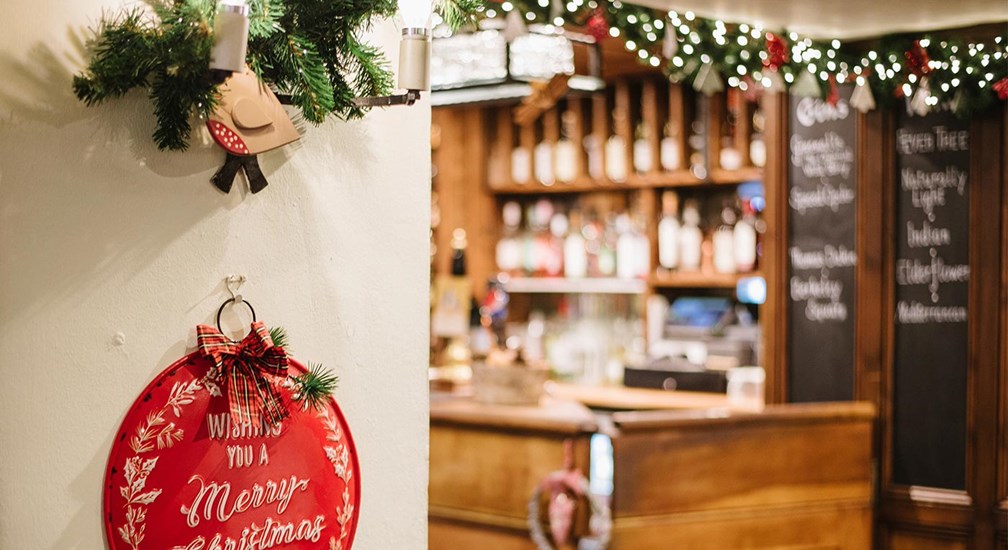 Christmas decorations at The Wild Boar lounge and bar