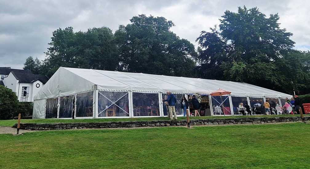 The marquee on the hotel lawns
