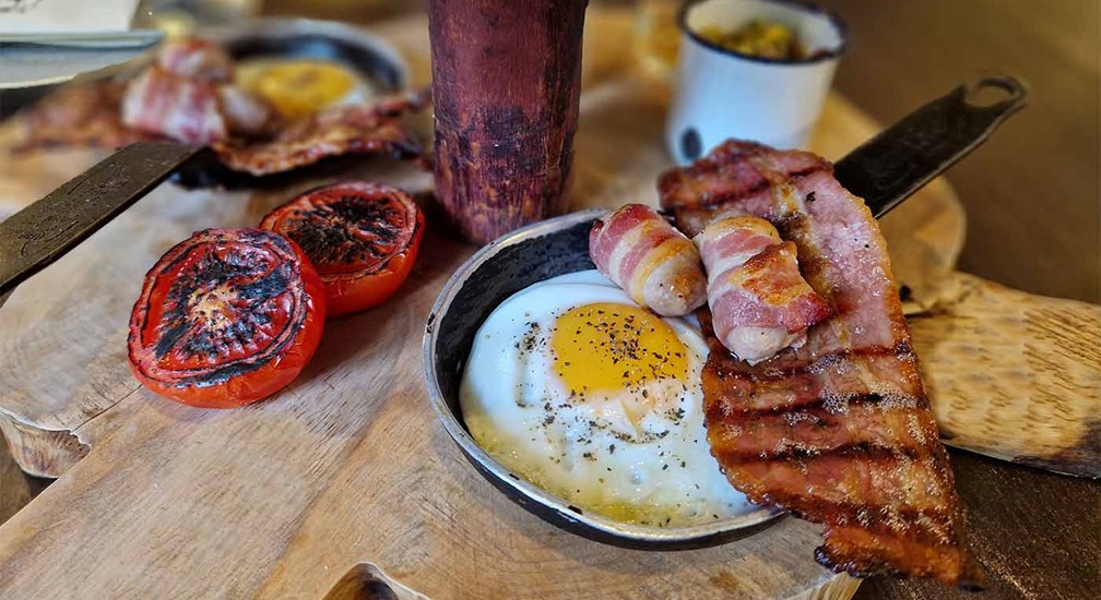 The Wild Boar Breakfast Eggs, Bacon, Pigs in blankets and Tomatoes