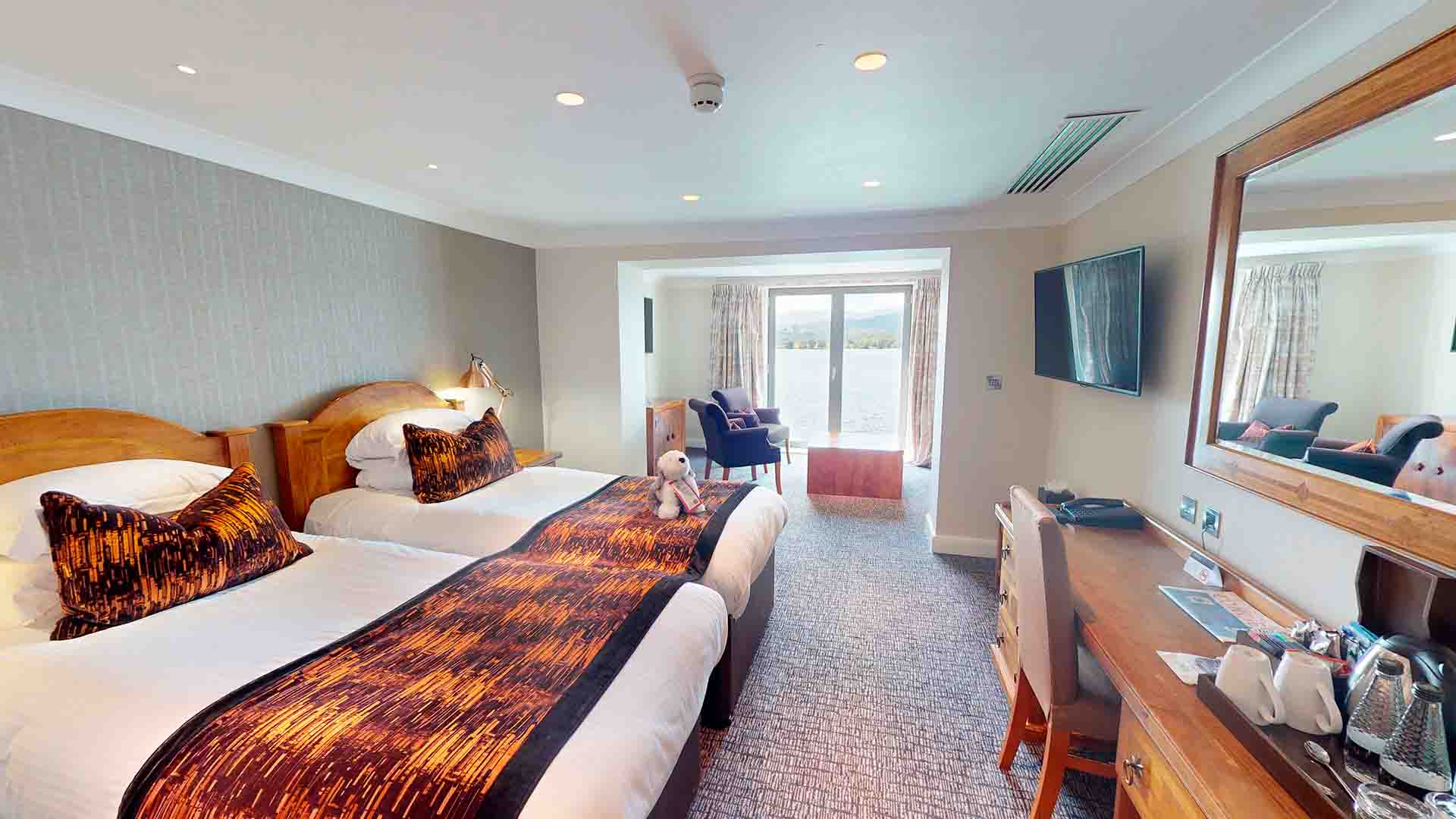 Resort Lime Lake View Room Rm 275 setup as twin bedroom