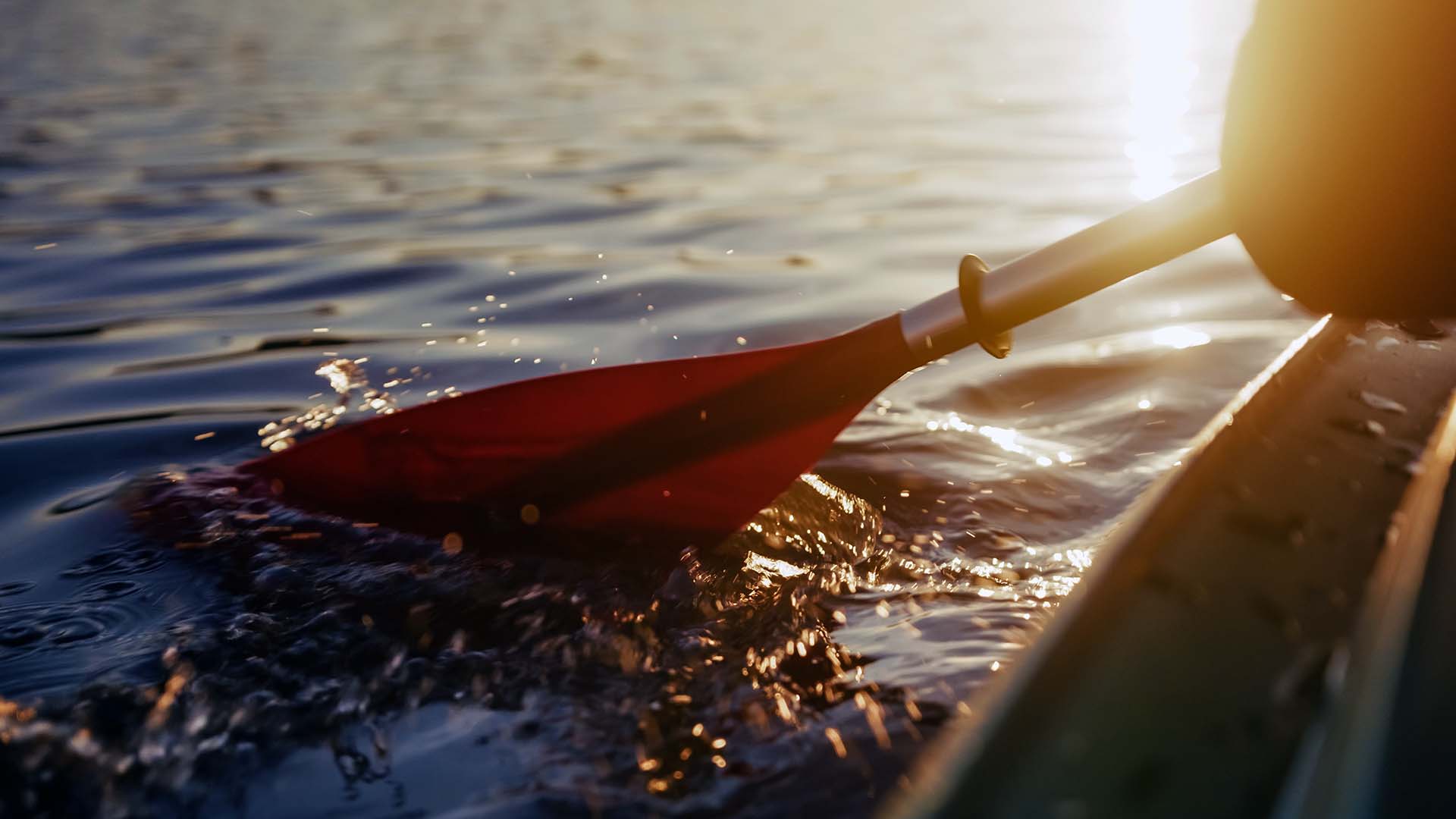 Paddle in the water with dappled reflections