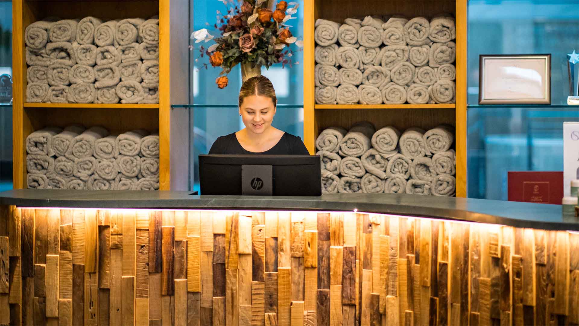 Receptionist at her desk