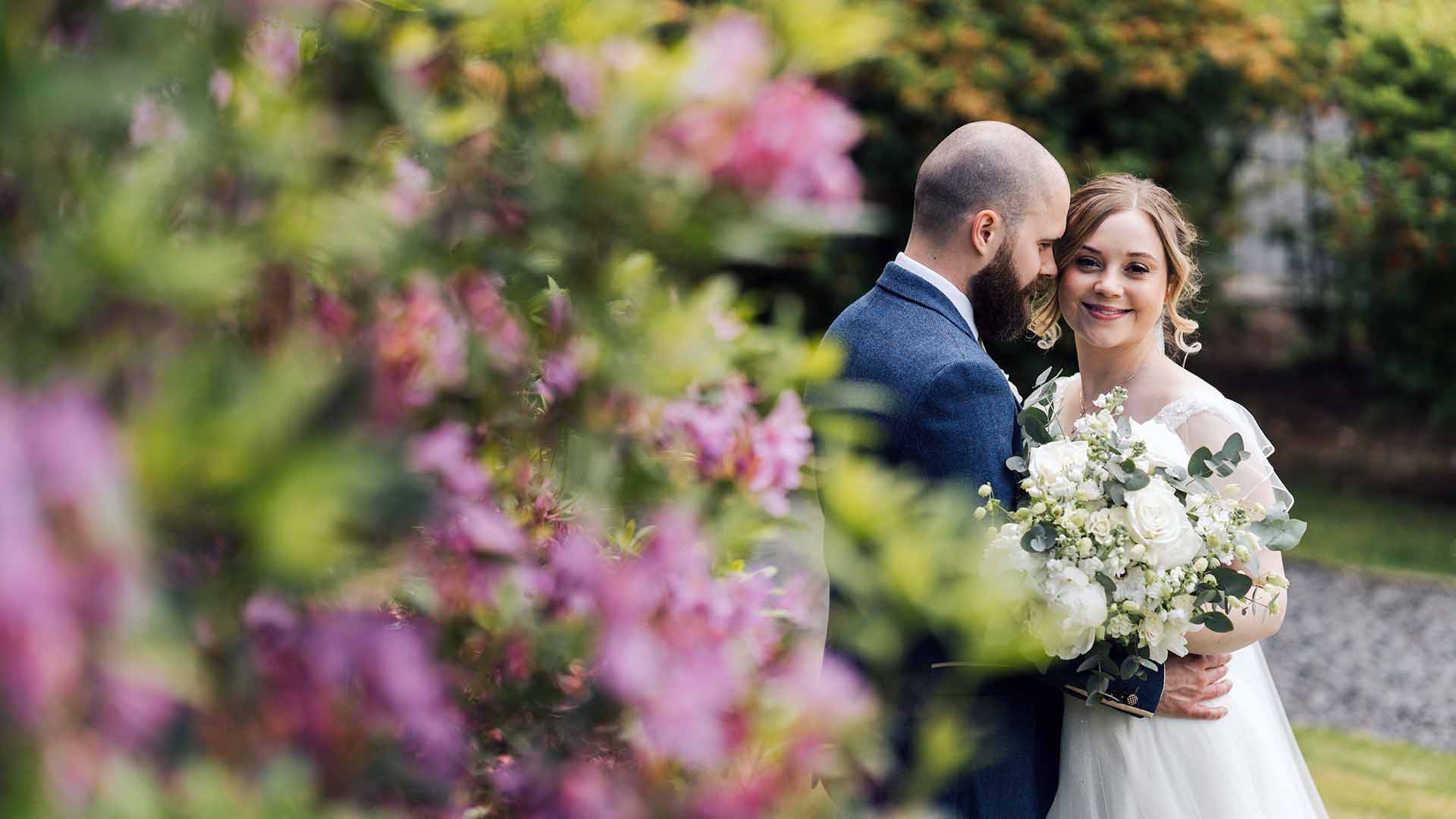 Newly weds on the hotel lawns