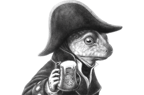 The Drunken newt logo line art