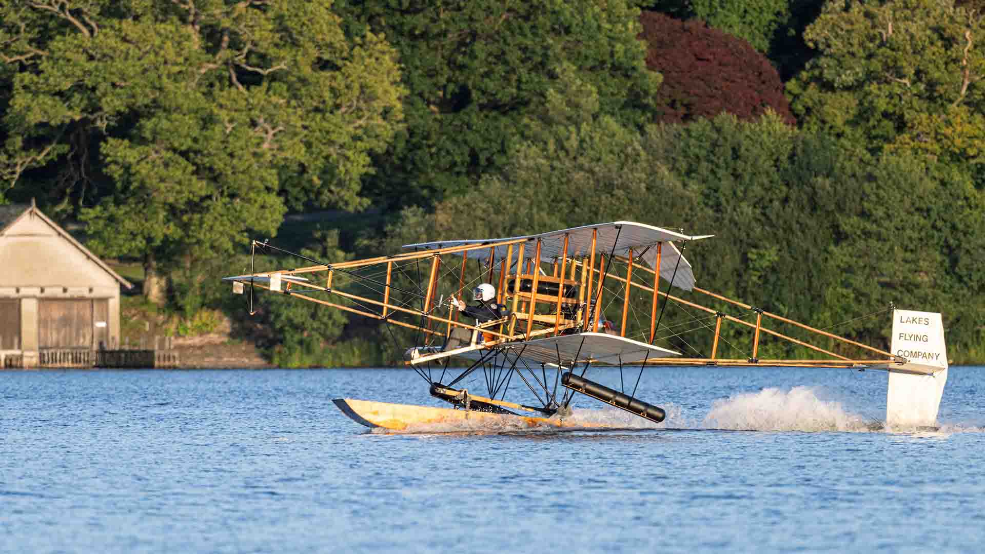 The Waterbird historic plane about to take off on lake Windermere