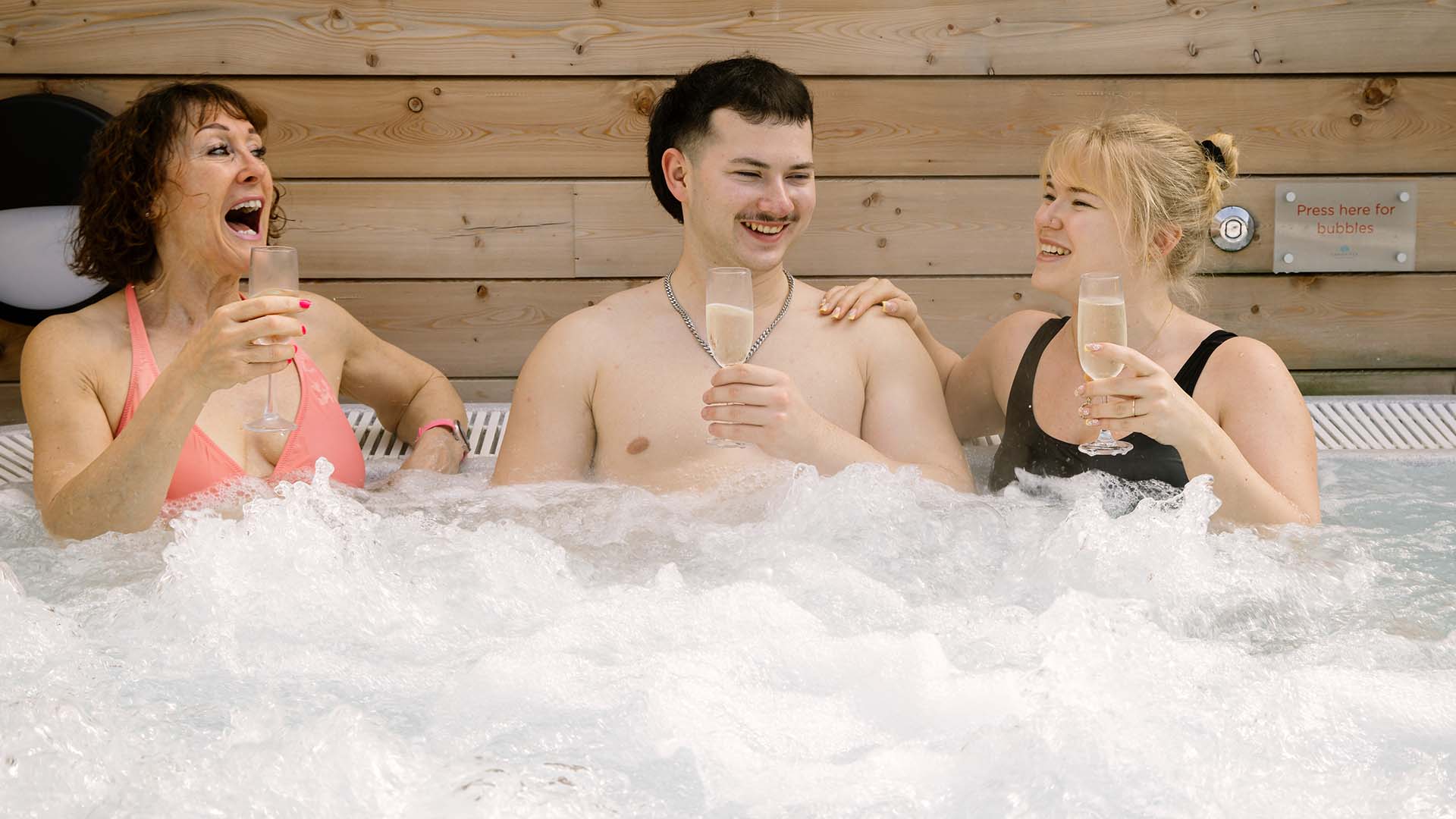 trio in the outdoor hot-tub at The Sandpiper Health Club, Lancaster House Hotel
