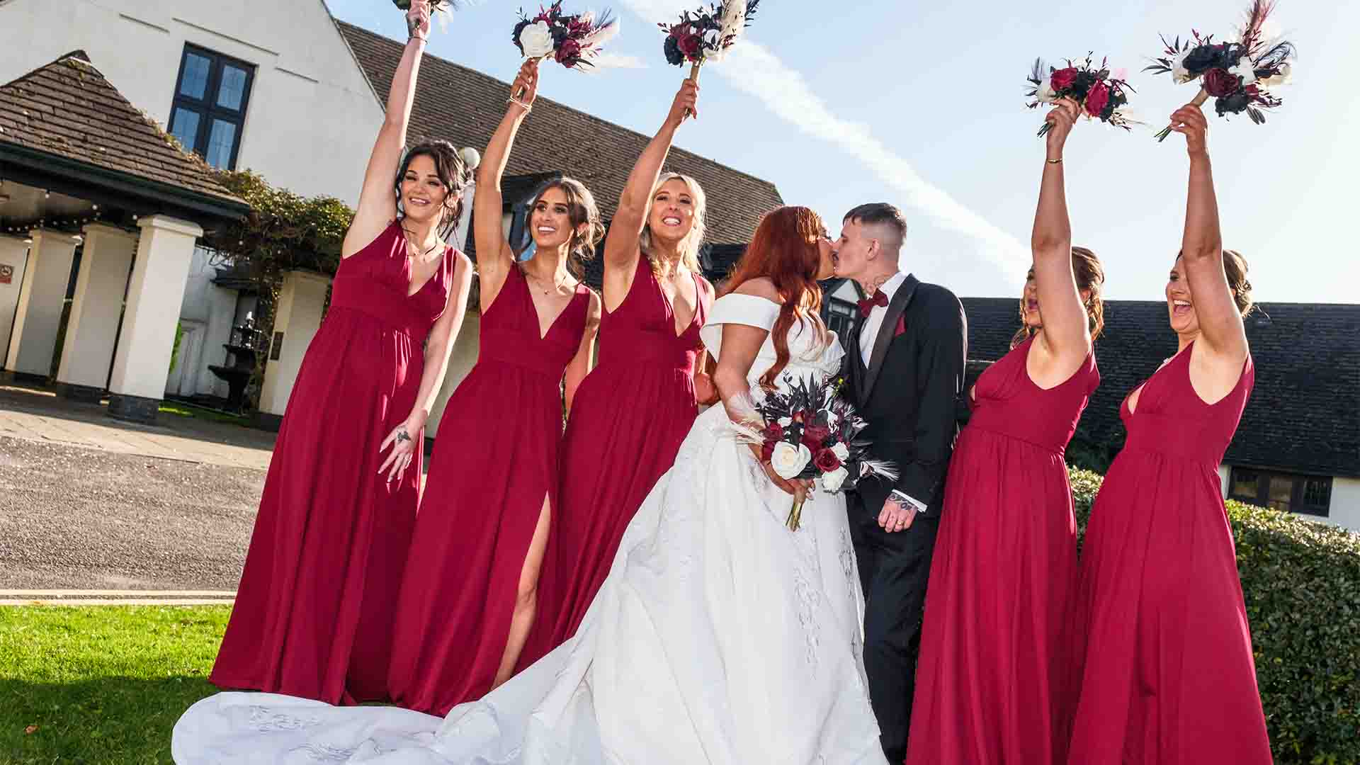 Bride and Groom and bridesmaids