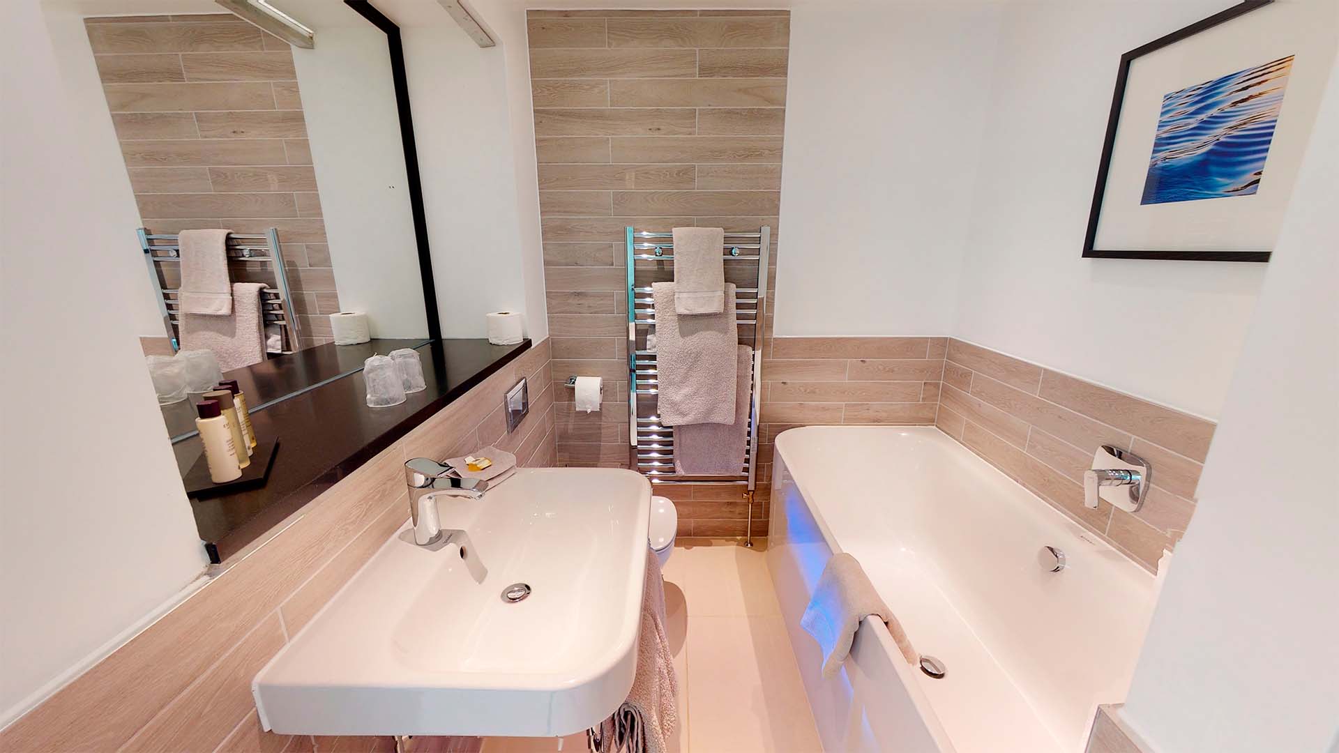 A Winander Club Hazel bedroom bathroom at Low Wood Bay Resort & Spa