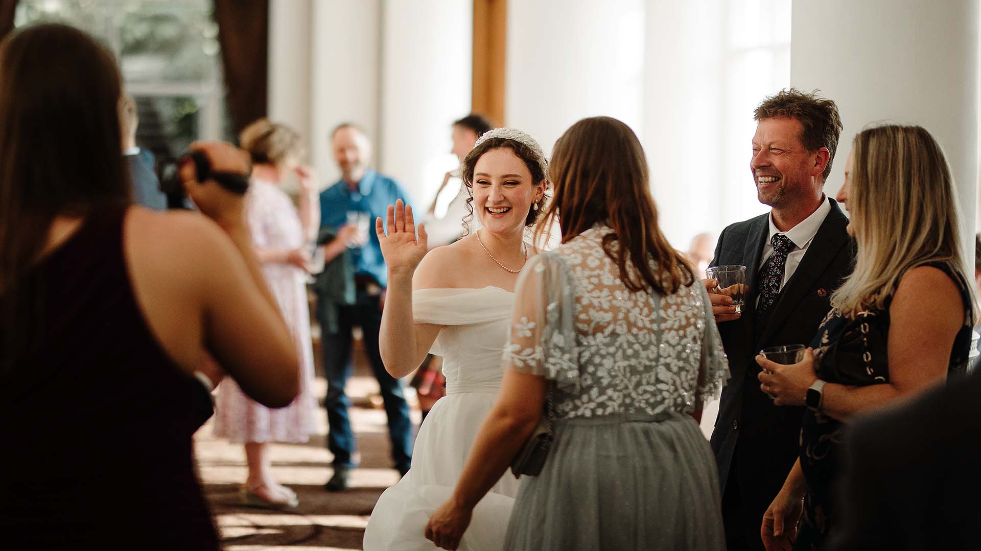 Wedding reception in the gallery lounge at Low Wood Bay