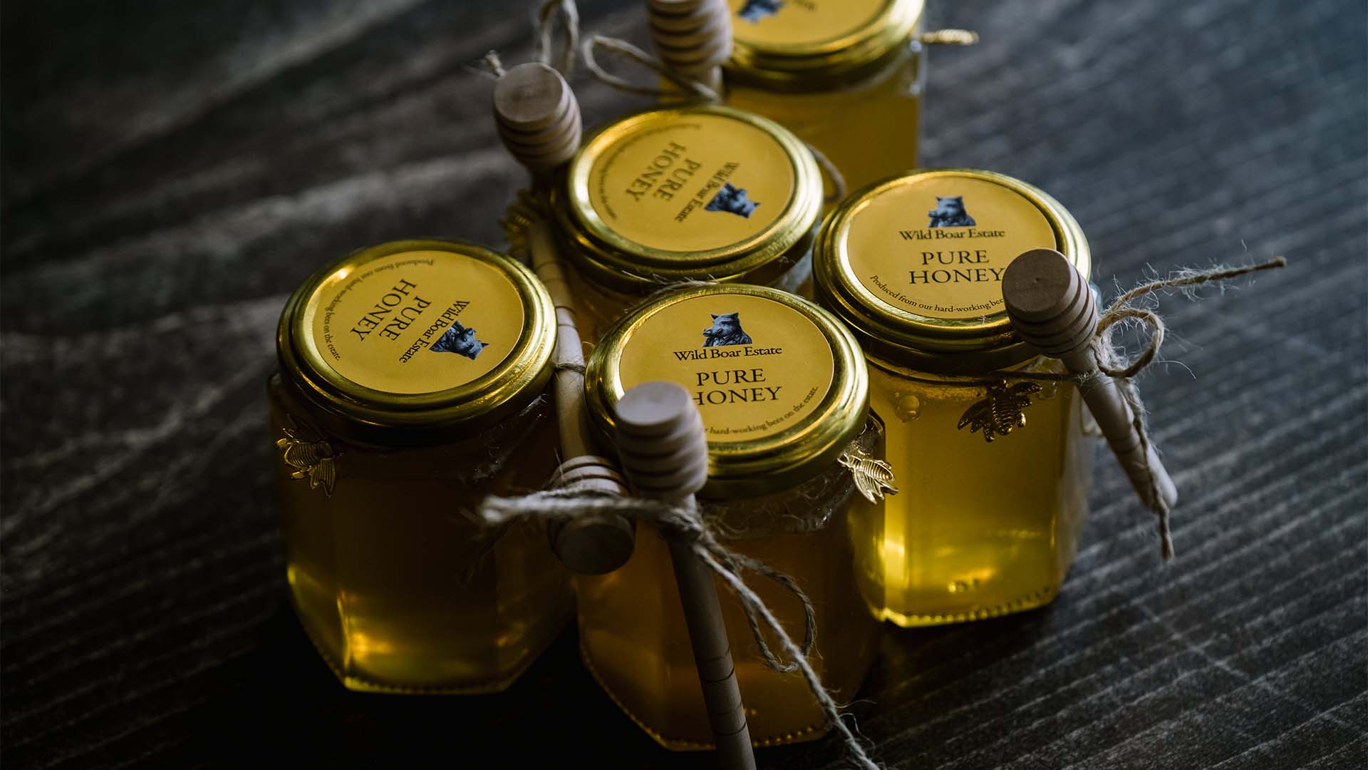 Jars of Wild Boar Estate honey