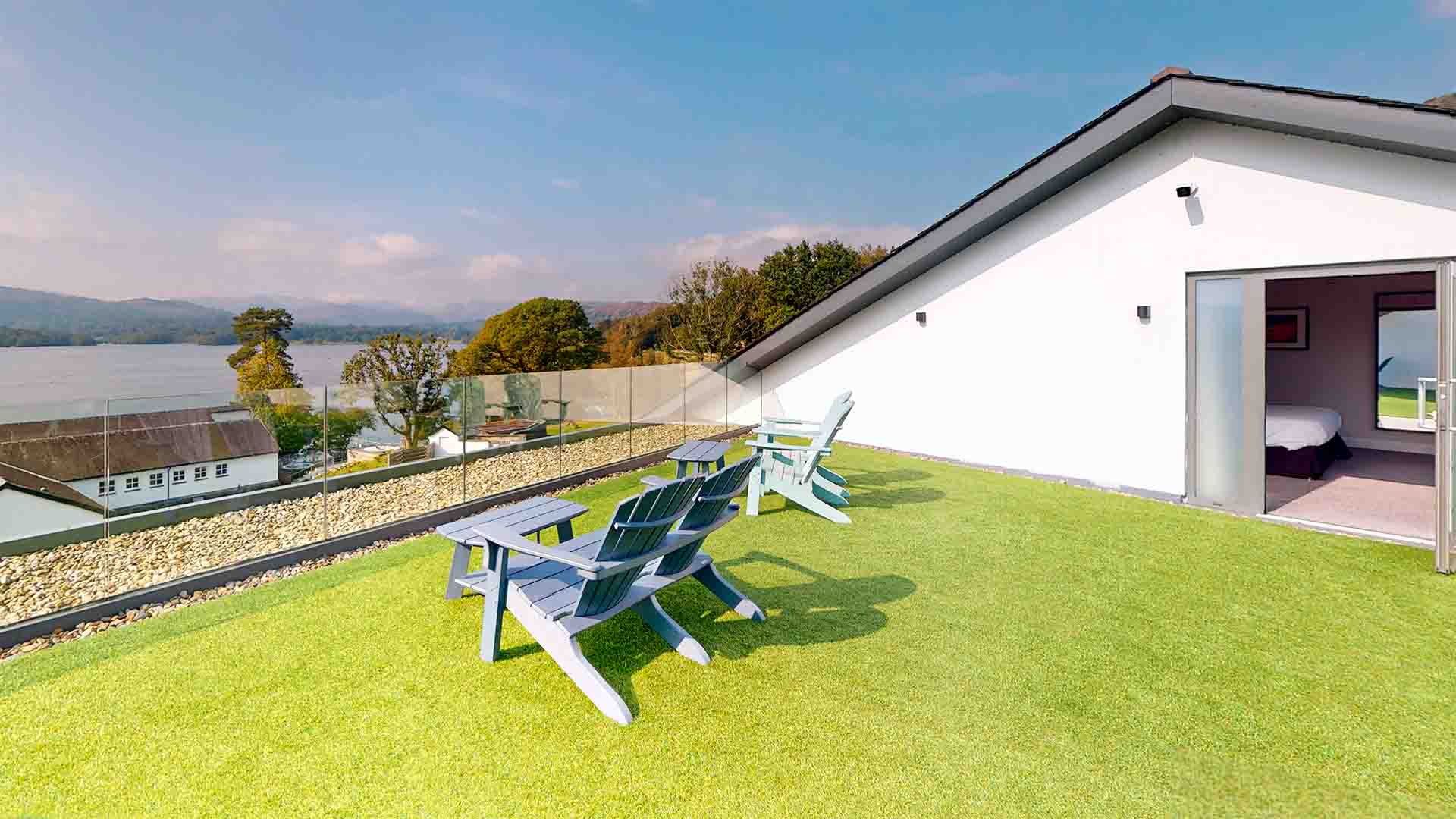 The roof terrace on a fine sunny day