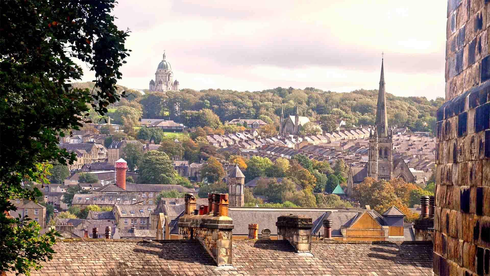 The Lancaster city skyline with the dominant Ashton memorial