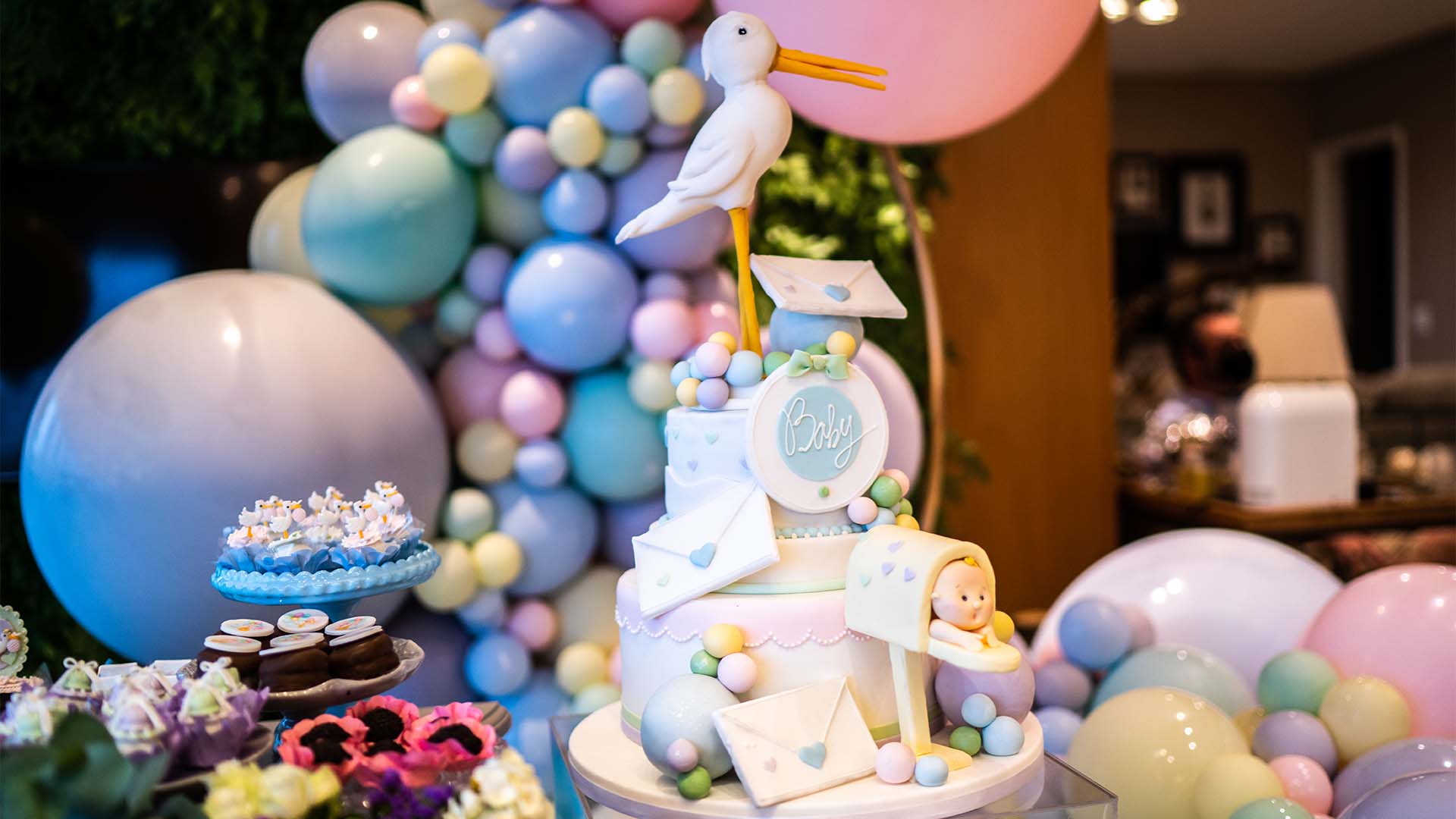 Elaborate decorations for a christening or baby shower