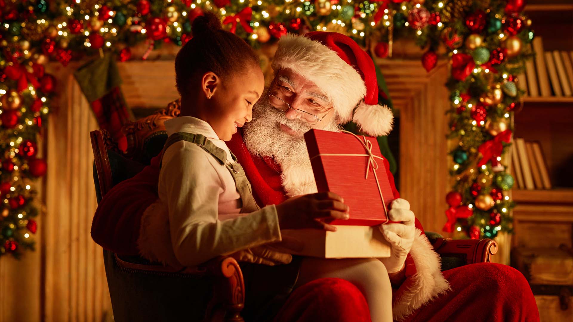 Father Christmas and a young child