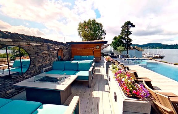 The outdoor spa area at Low Wood Bay