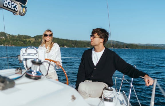 Couple on a chartered yacht