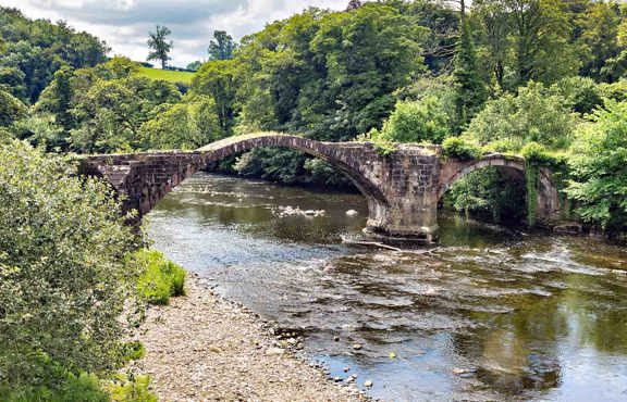 Cromwell's Bridge over the river Hodder, Lancashire