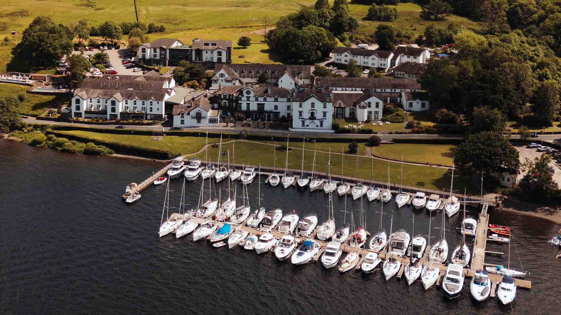 Drone image of Low Wood Bay