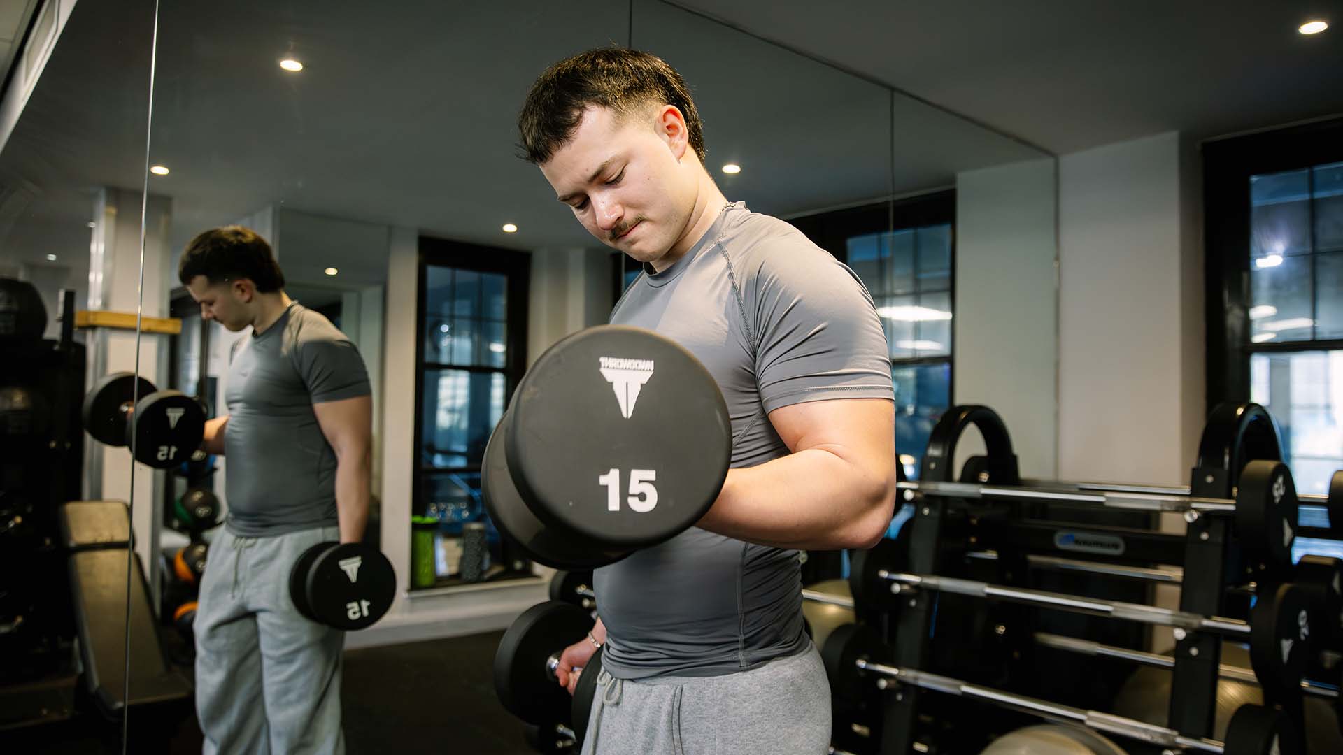 Young man with free weights
