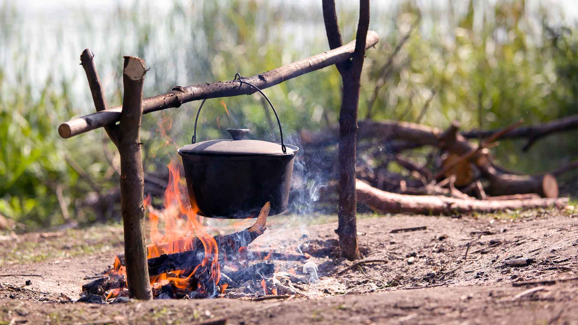 Billy can above a campfire