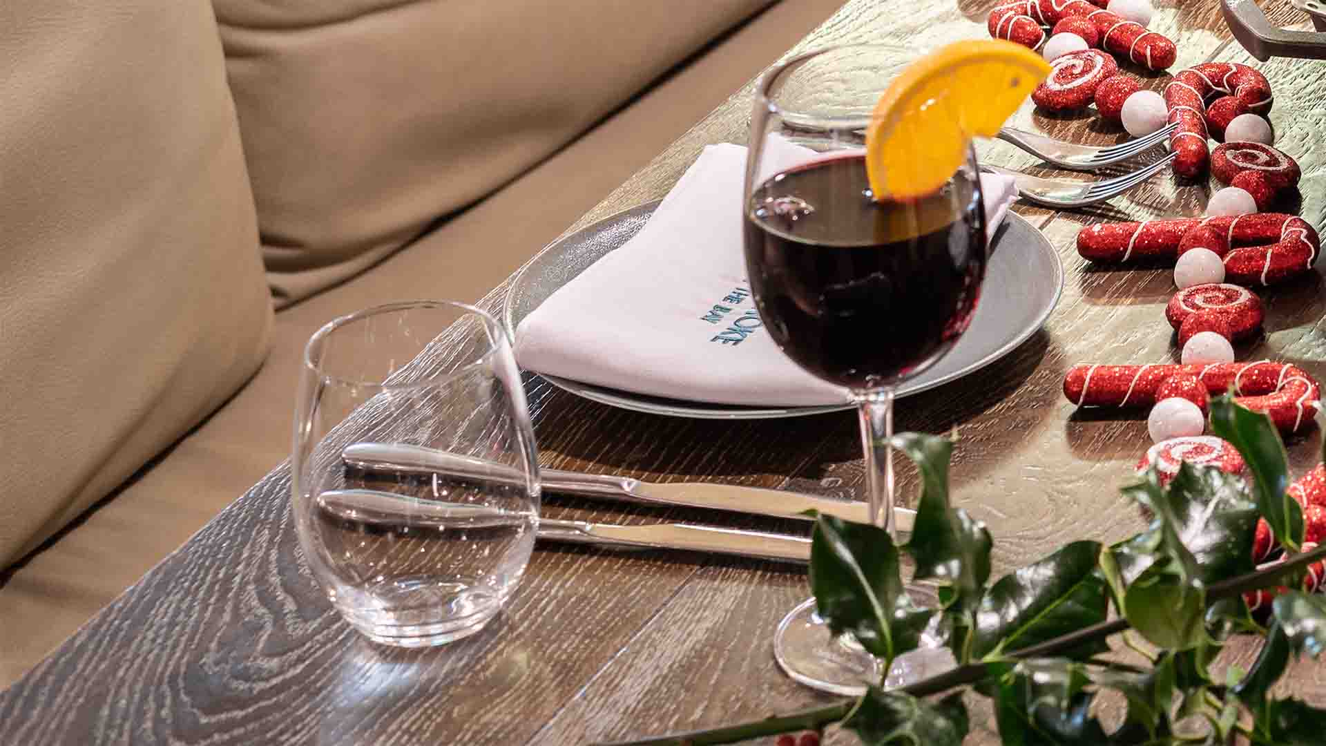 Table decorations in the Blue Smoke Restaurant at Low Wood Bay