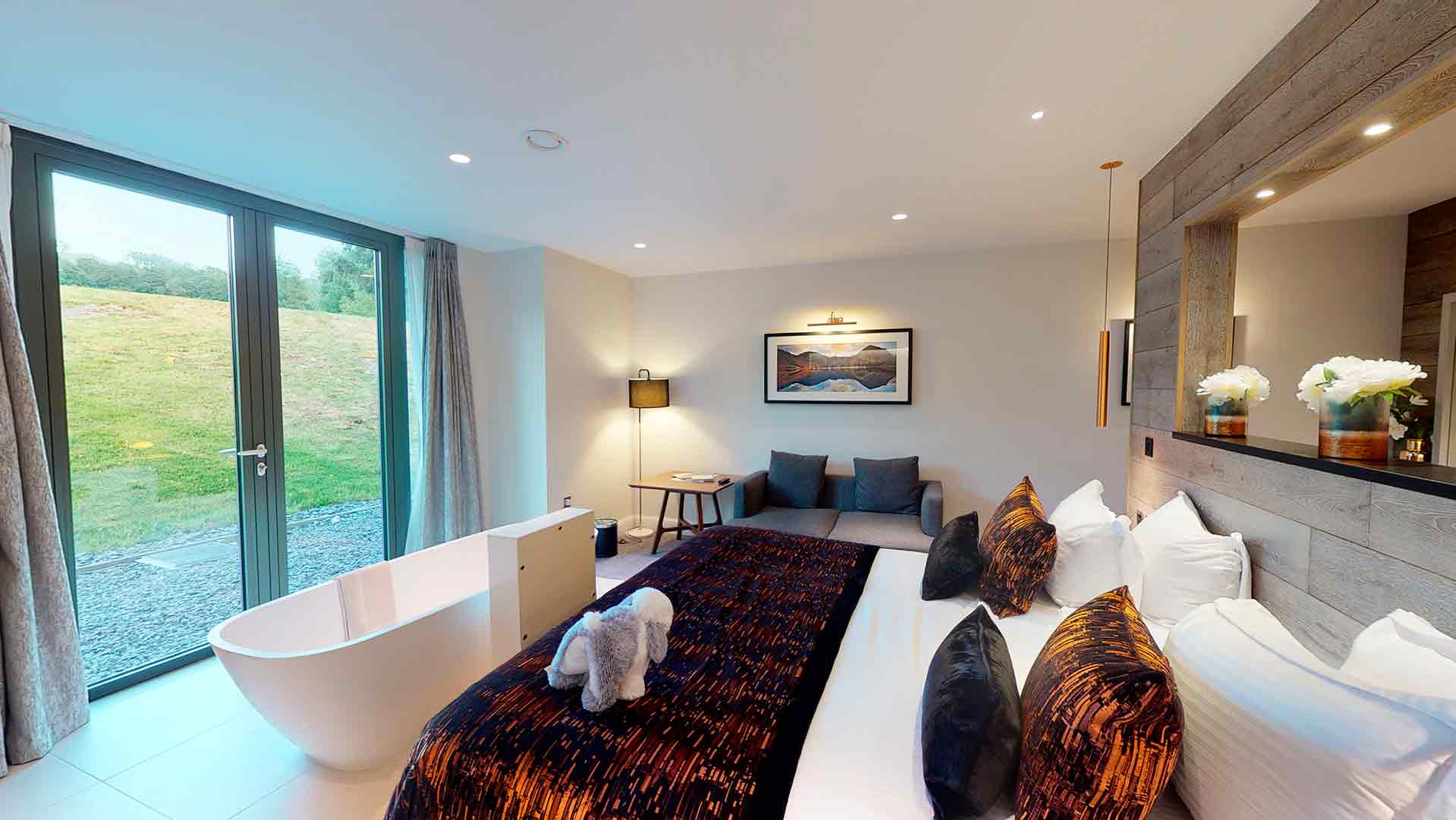 Winander Lime With feature bath bedroom at Low Wood Bay Resort & Spa