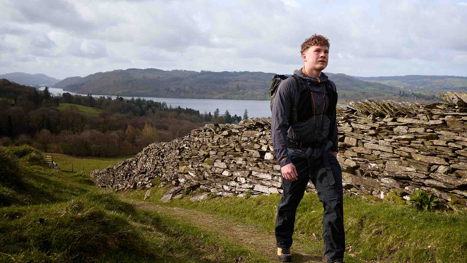 Pav walking the trails above Low Wood Bay