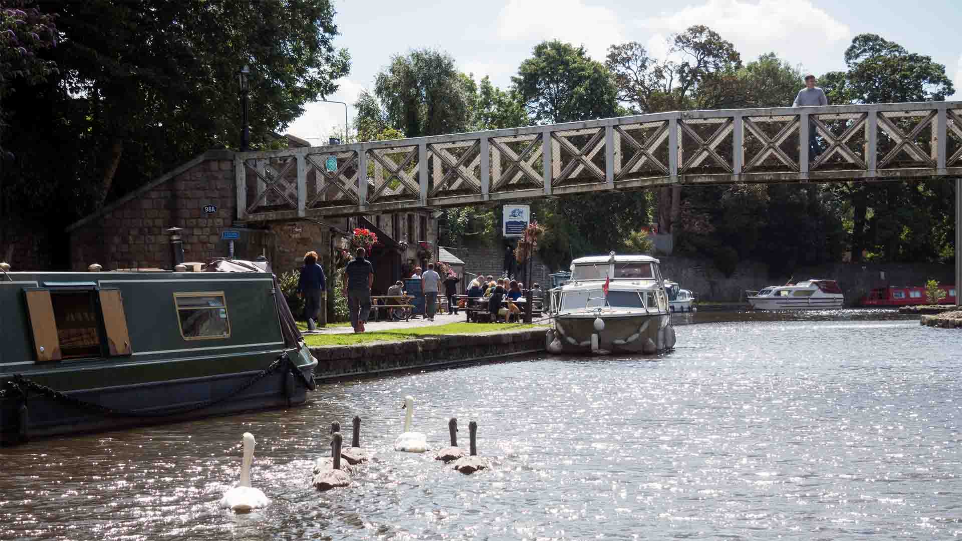 Pubgoers by the canal side