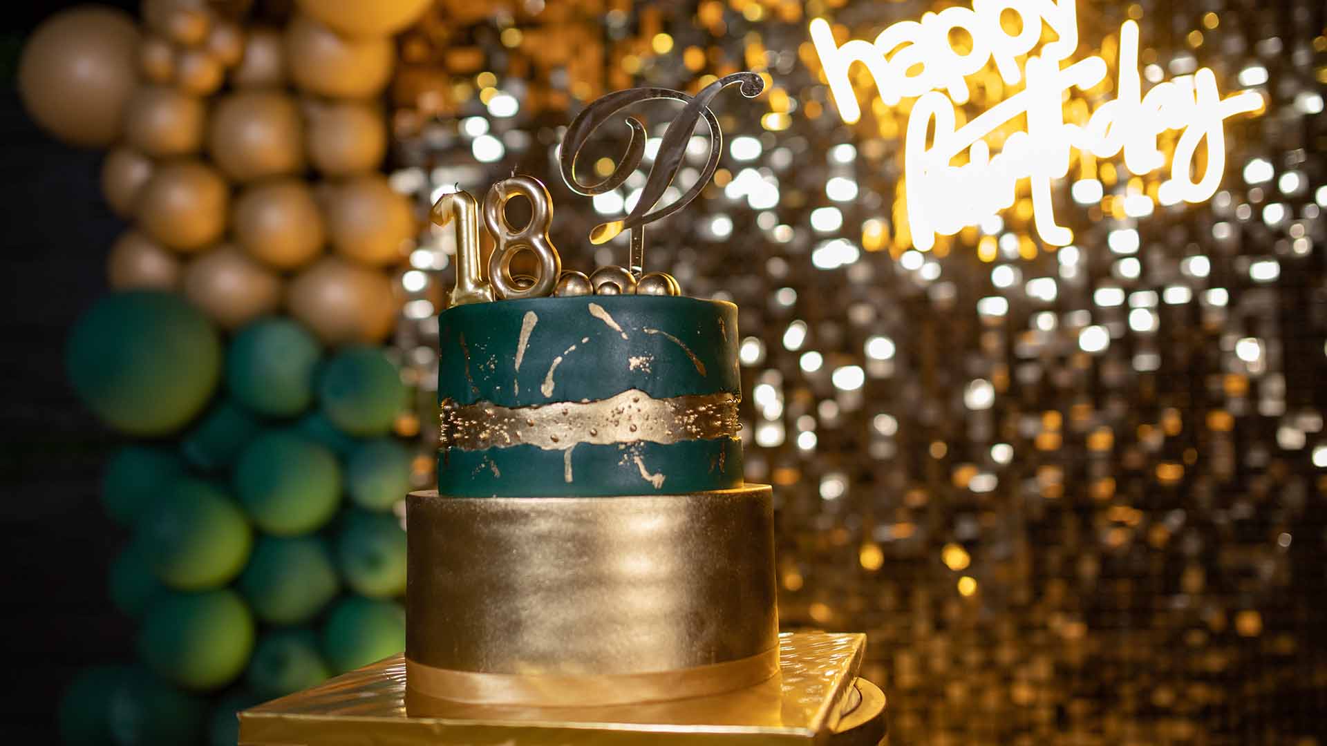 18th Birthday Cake and signs