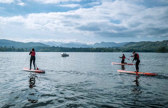 Paddleboarders on lake Windermere